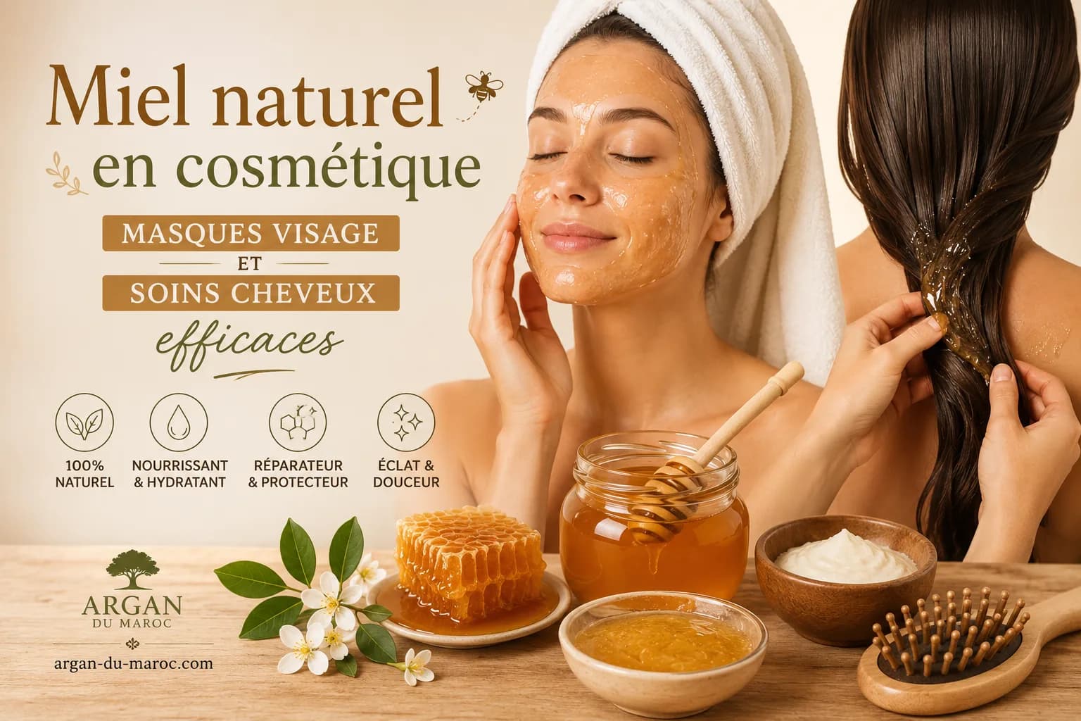Miel naturel en cosmétique : masques visage et soins cheveux efficaces