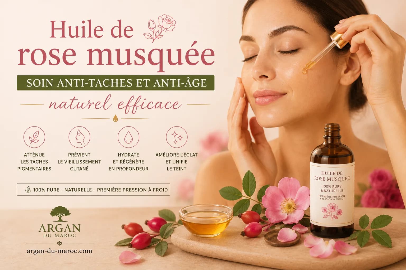 Huile de rose musquée : soin anti-taches et anti-âge naturel efficace