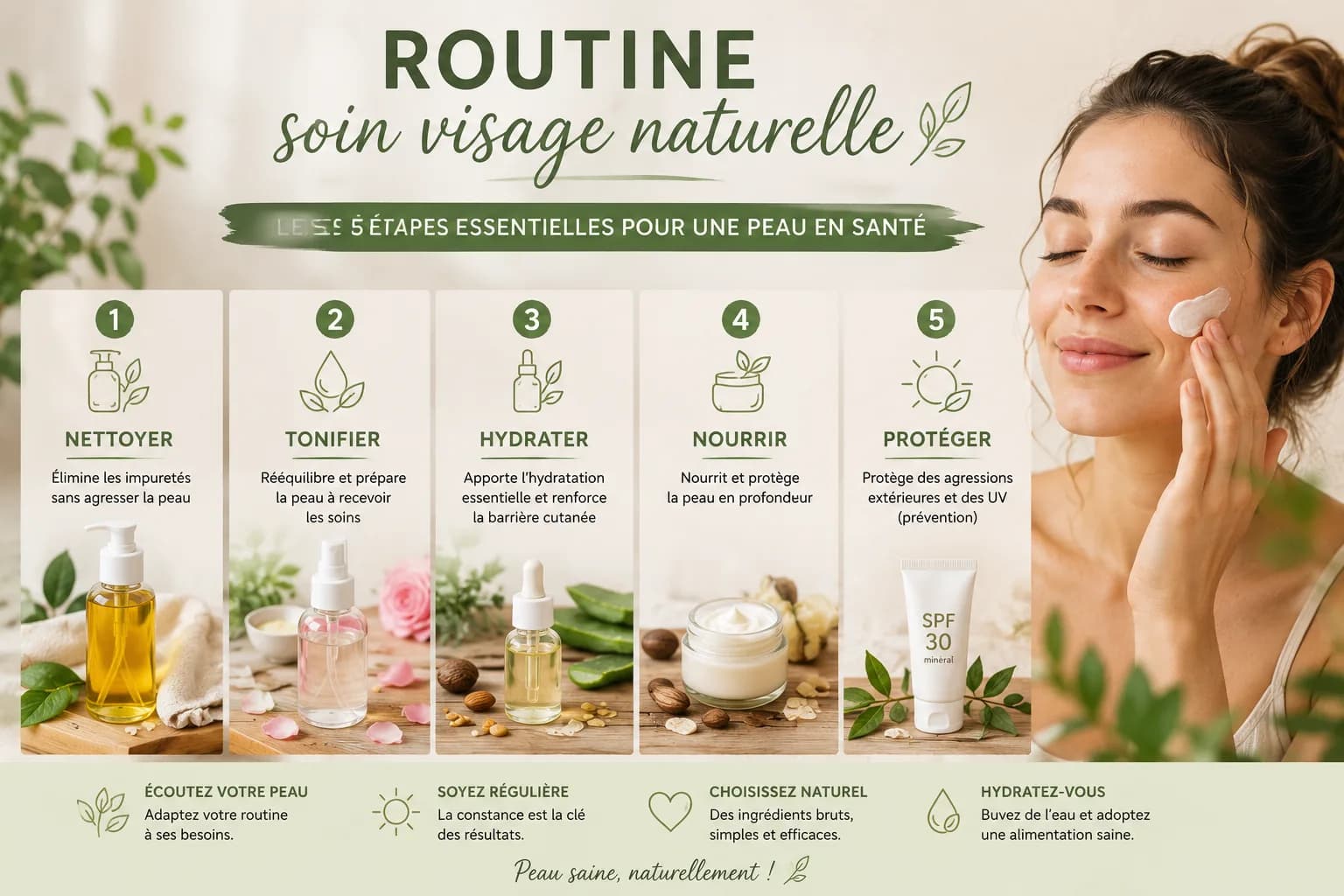 Routine soin visage naturelle : les 5 étapes essentielles pour une peau en santé