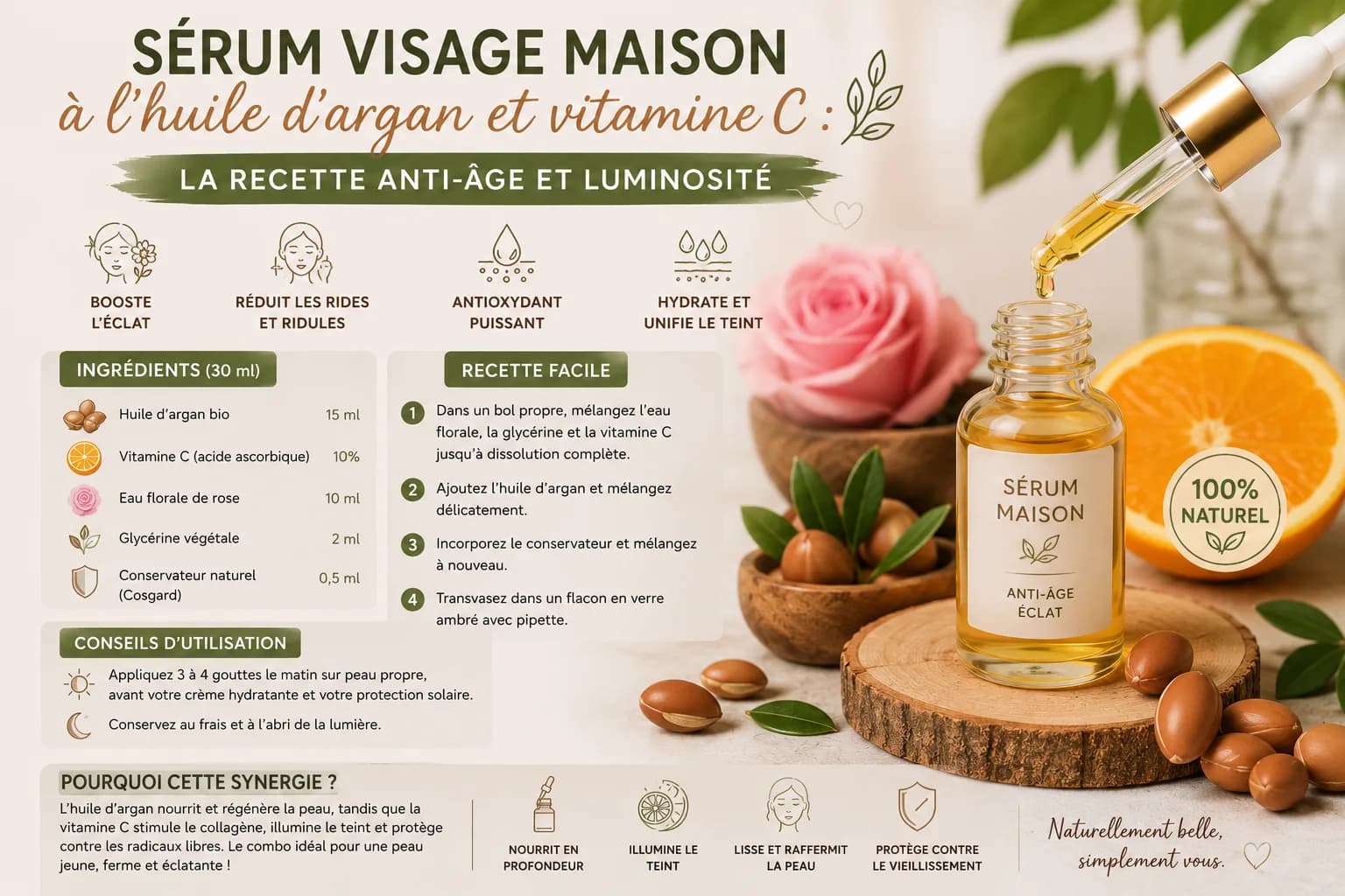 Sérum visage maison à l'huile d'argan et vitamine C : la recette anti-âge et luminosité